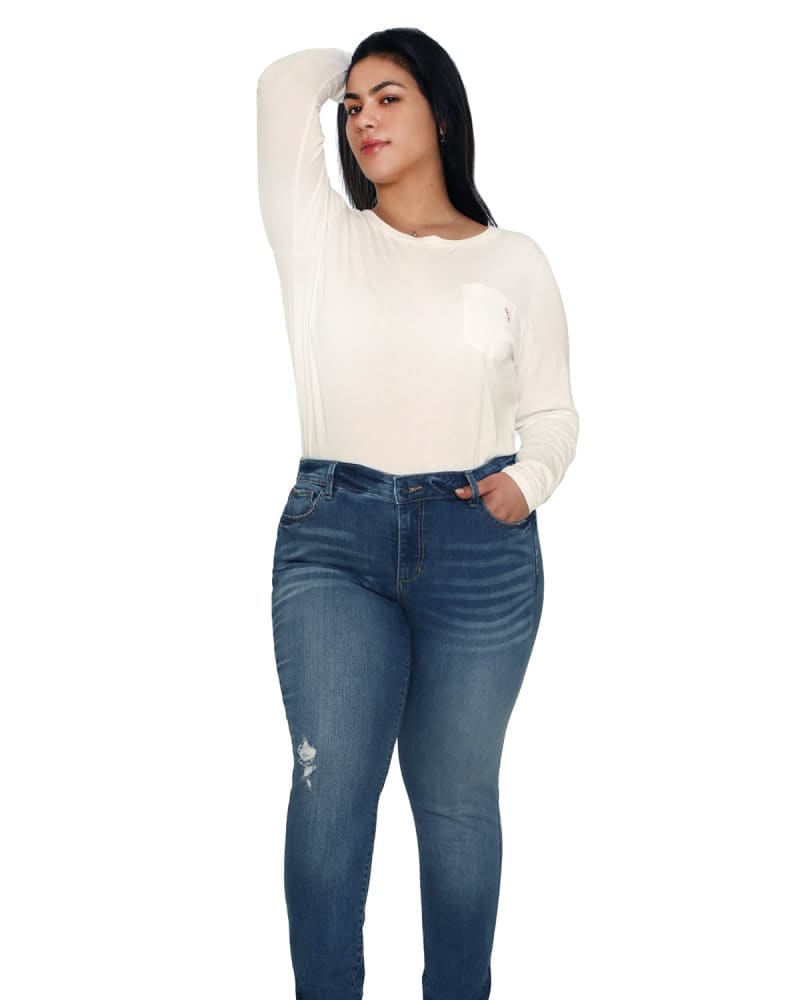 Front of a model wearing a size 22 High Rise Skinny - Arleth in ARLETH by Slink Jeans. | dia_product_style_image_id:309496